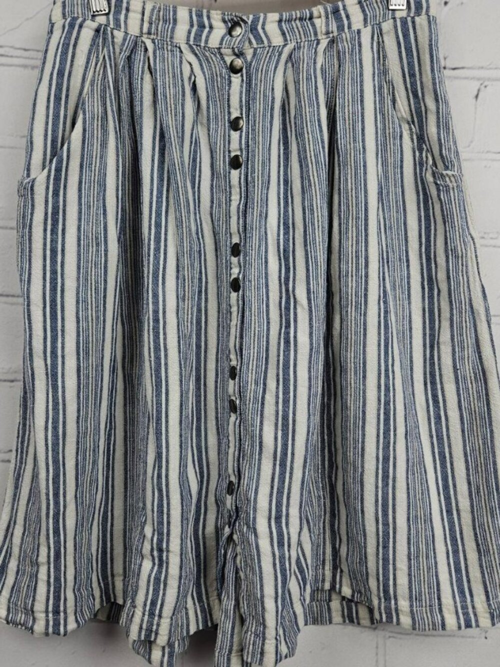 Vintage Striped Button-Front Skirt Womens M Life in Progress Midi Farm Girl